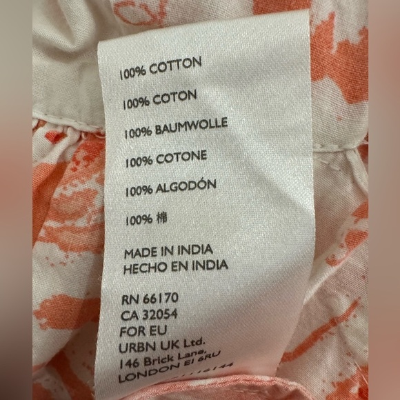 Urban Outfitters Wonderland Coral Babydoll Tieback Dress Puff Sleeves Size small - Picture 6 of 6